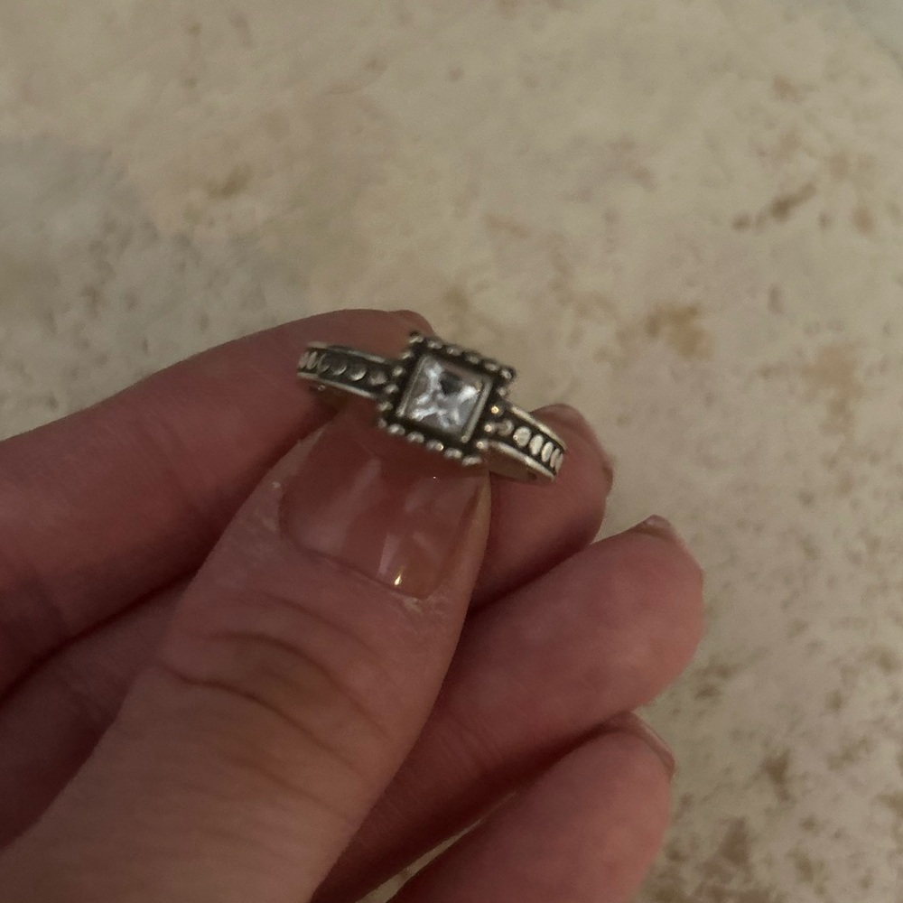 Brighton Silver Ring with Clear Gemstone